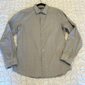 Perry Ellis Slim Fit Gray printed Dress Shirt Size L